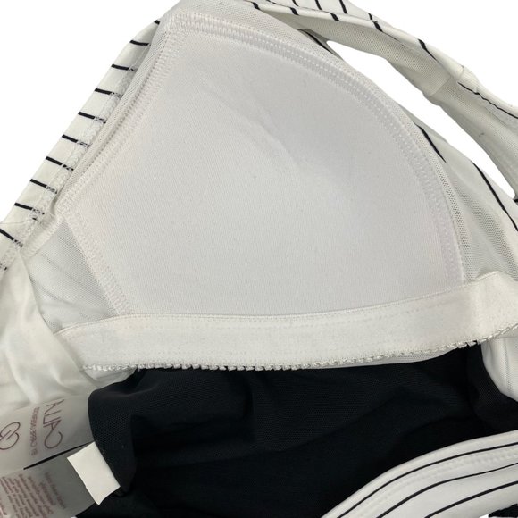 CALIA by Carrie Underwood Black & White Stripe Cross Back One Piece Swimsuit 4 - Picture 7 of 9